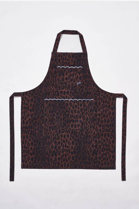 scallop apron - dark leopard