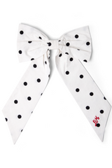 oversized bow clip - black & white spot