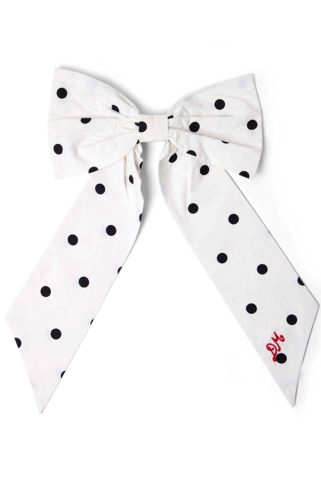 oversized bow clip - black & white spot