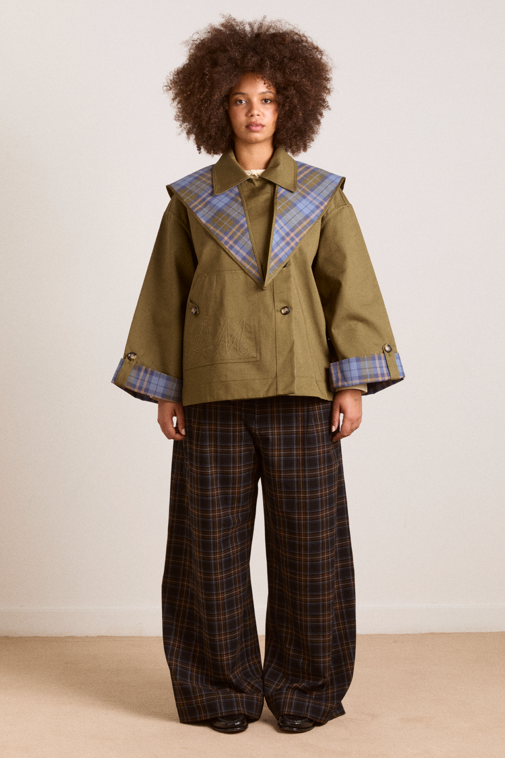 reversible jerry crop trench coat - olive