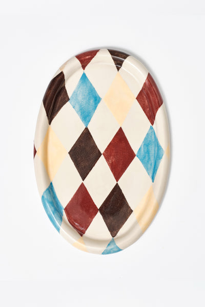 hand painted harlequin platter
