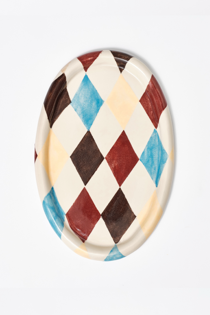 hand painted harlequin platter