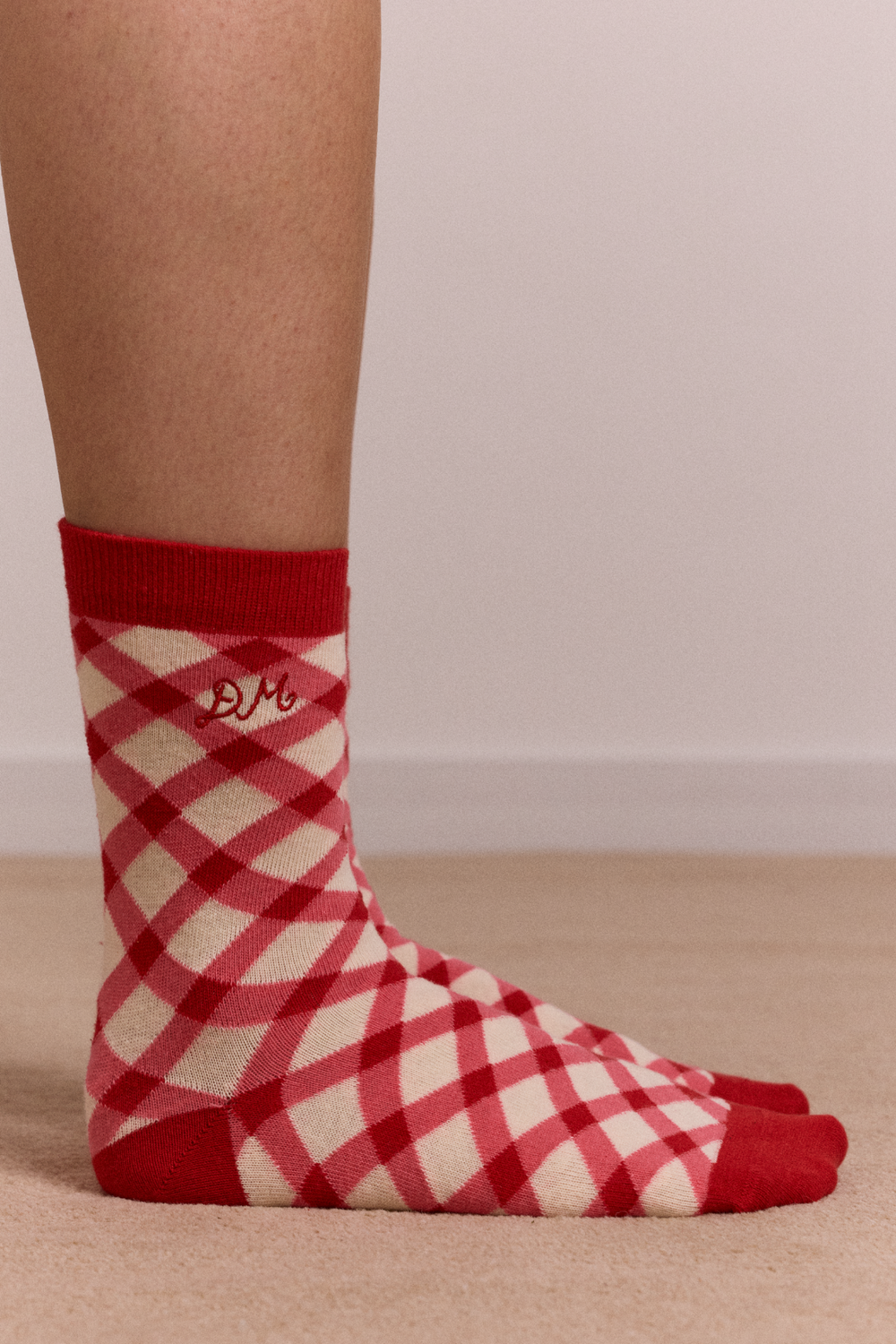 calf length 2 pack socks- gingham