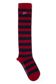 knee high socks in red & navy stripe