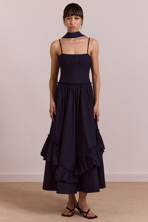 Juno Midi Dress Sheer Scarf