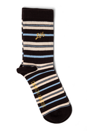 calf length socks in brown stripe