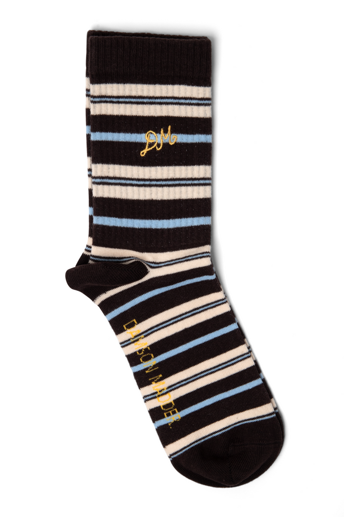calf length socks in brown stripe