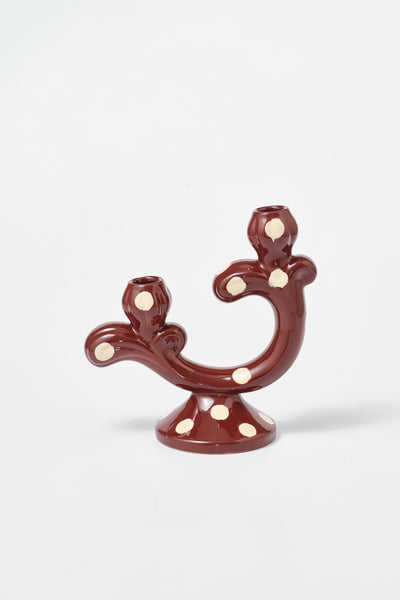 hand painted burgundy butter yellow candelabra