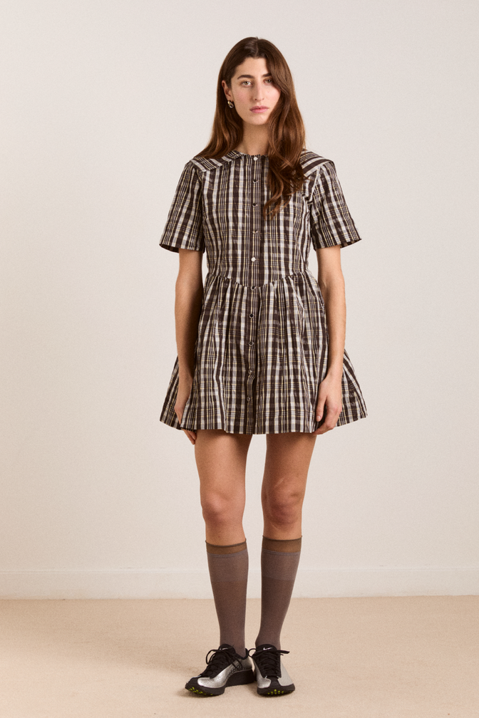 miley mini dress - yellow check