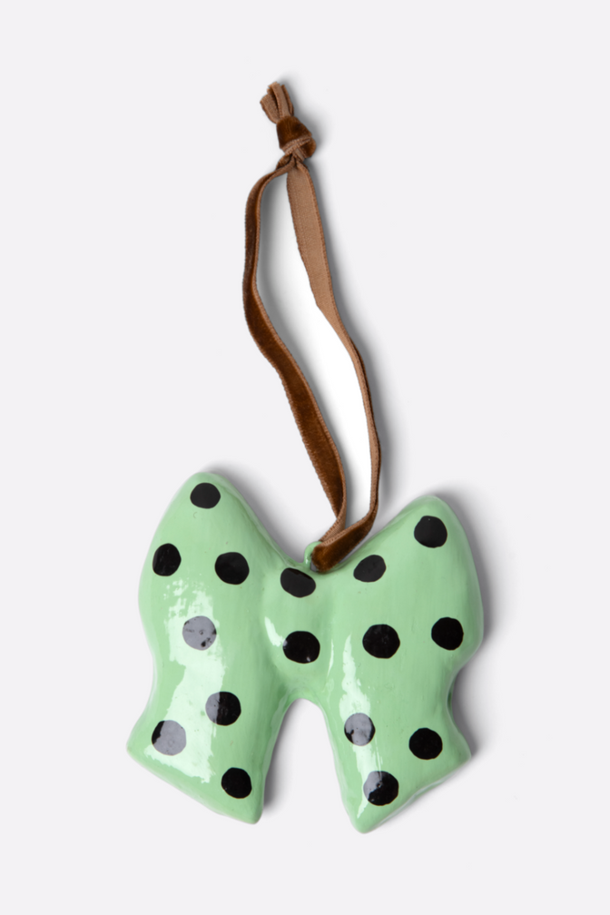 hand painted spot bow papier-mache decoration