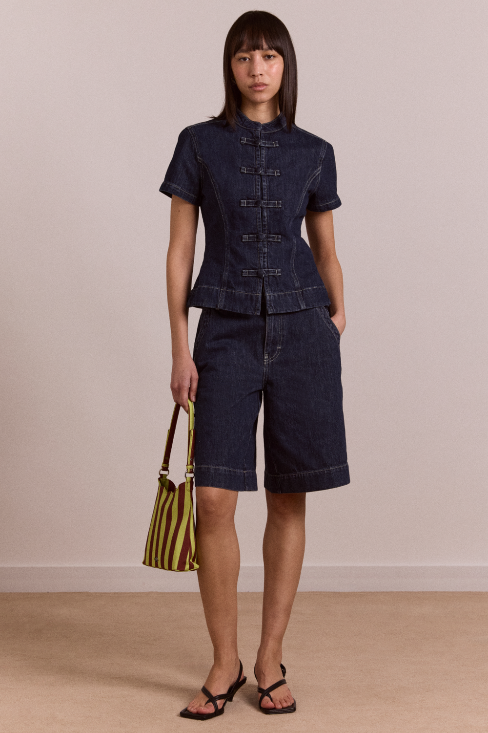 nelly button trim top - indigo