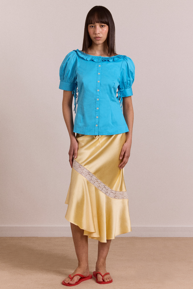 delphia satin midi skirt - butter