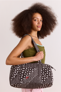 Quilted Weekender Bag - Washed Black Spot Print