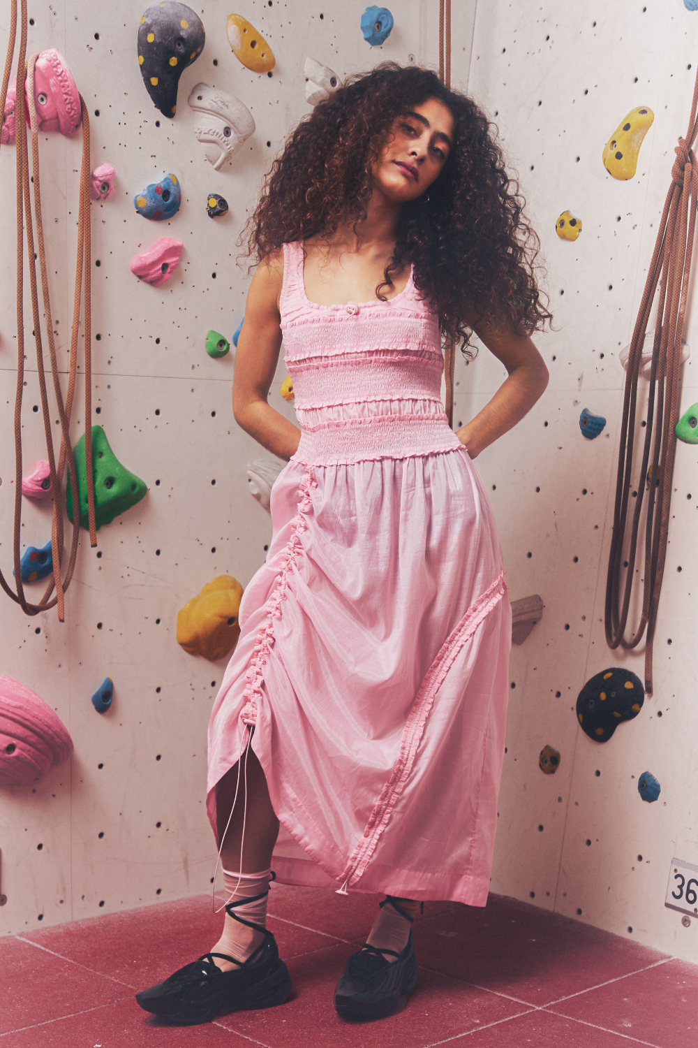 damson madder dress pink Damson Madder Jemima Ruffle Mini Dress in Pink