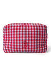 make up bag - blue and red gingham