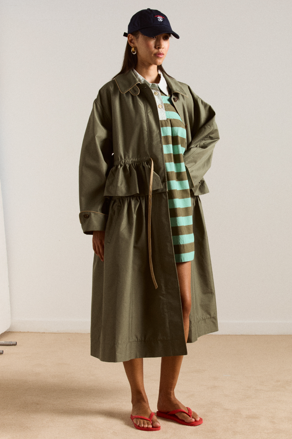 maggie mini polo dress - aqua olive stripe