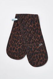 double oven glove - dark leopard