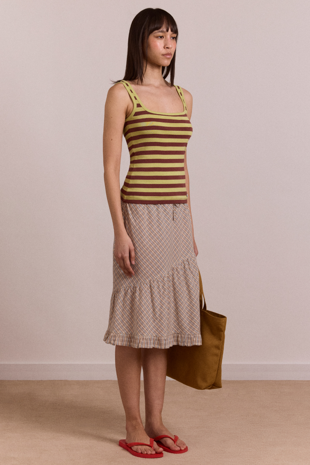 avielle tank - green stripe