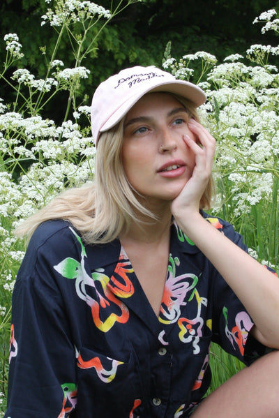 pink embroidered cap