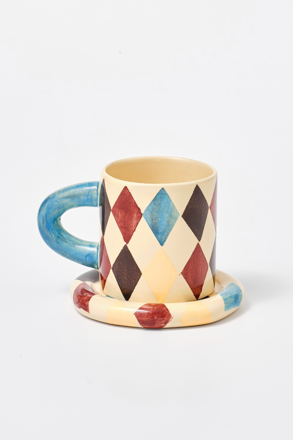 hand painted harlequin mug