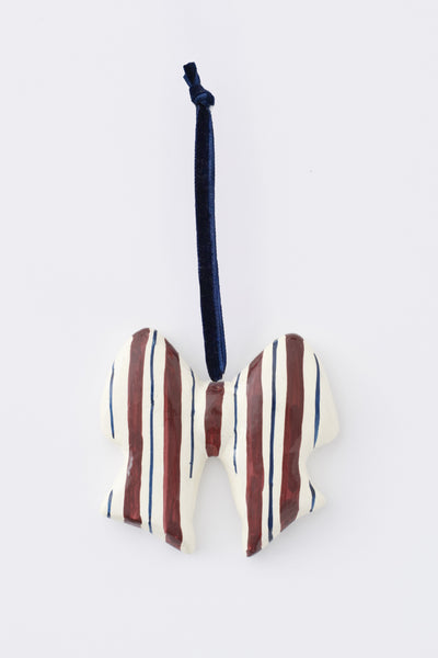 hand painted stripe bow paper-mache decoration