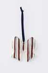 hand painted stripe bow paper-mache decoration