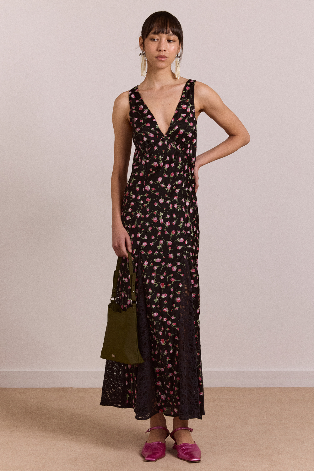 genevieve midi dress - rose print Damson Madder genevieve midi dress - rose print Damson Madder