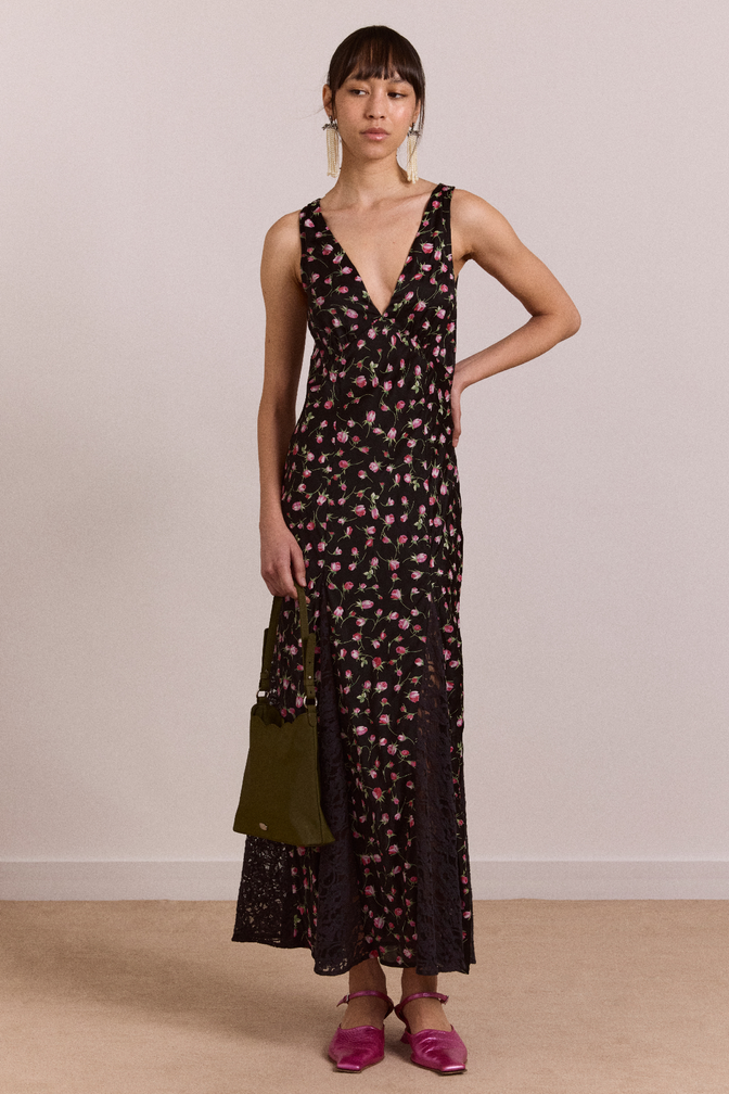 genevieve midi dress - rose print