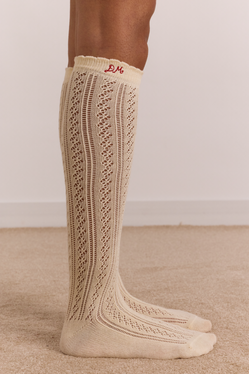 knee high pointelle socks - butter yellow