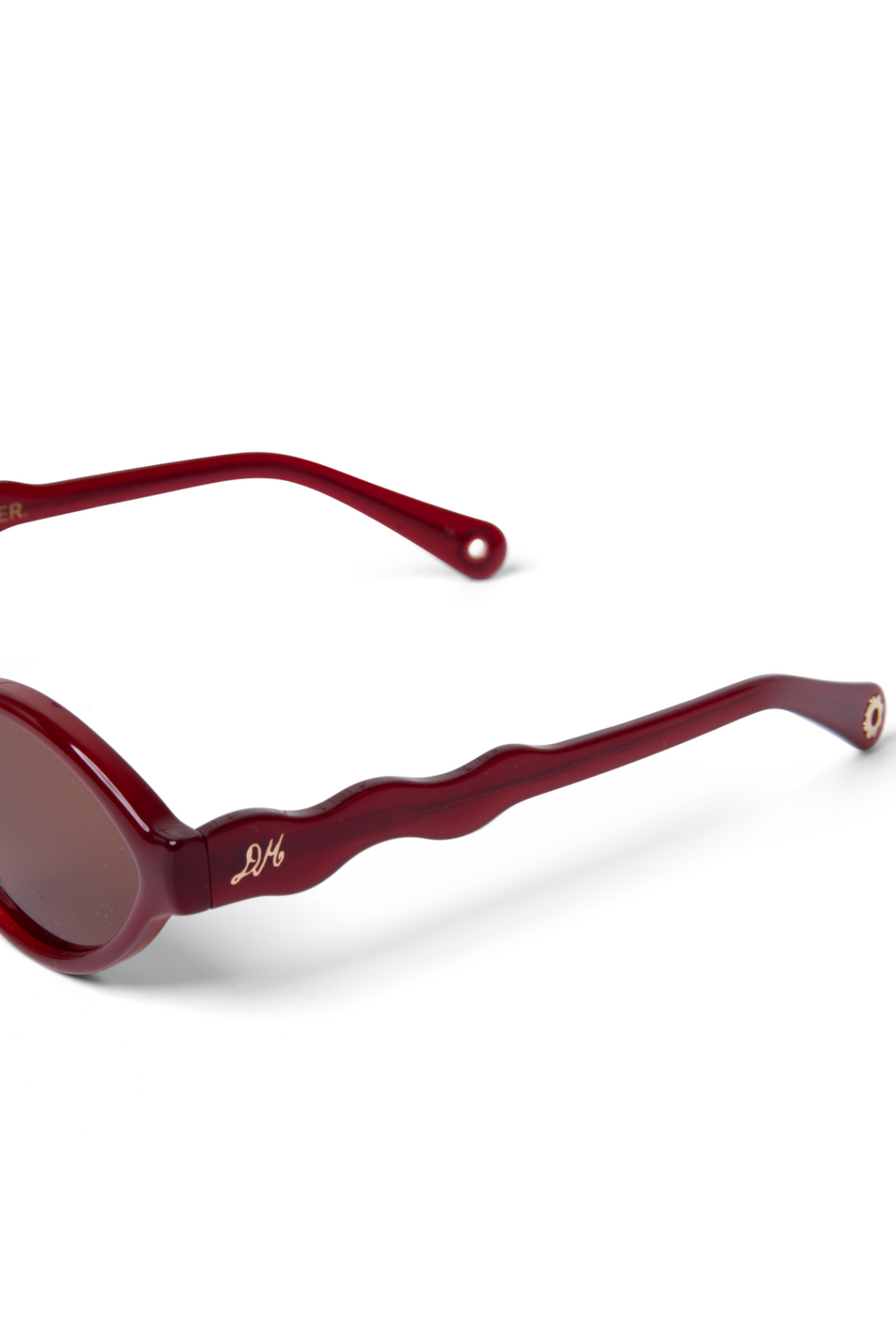 wavey temple sunglasses - crystal red