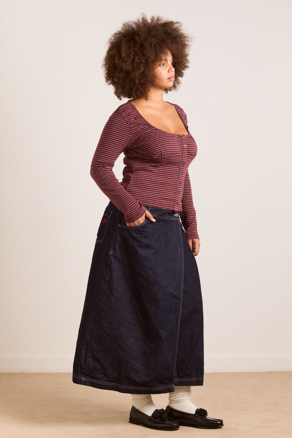 darma ls cardi - burg stripe