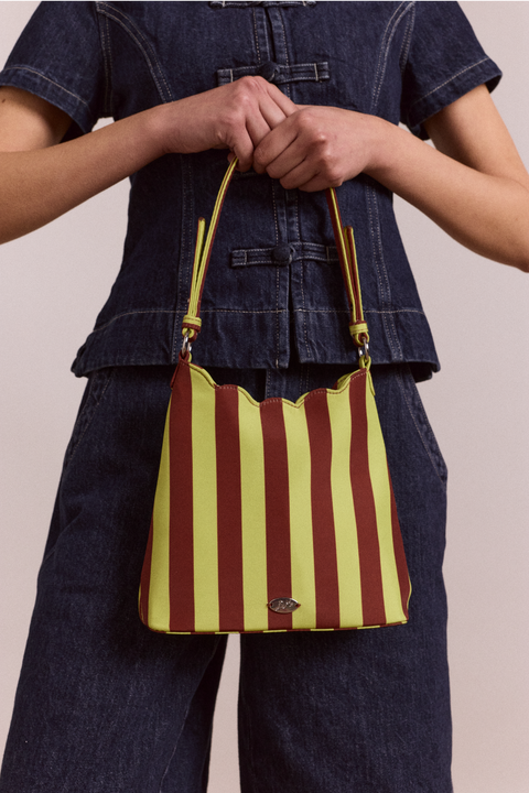 lorelai bag avocado & chocolate stripe