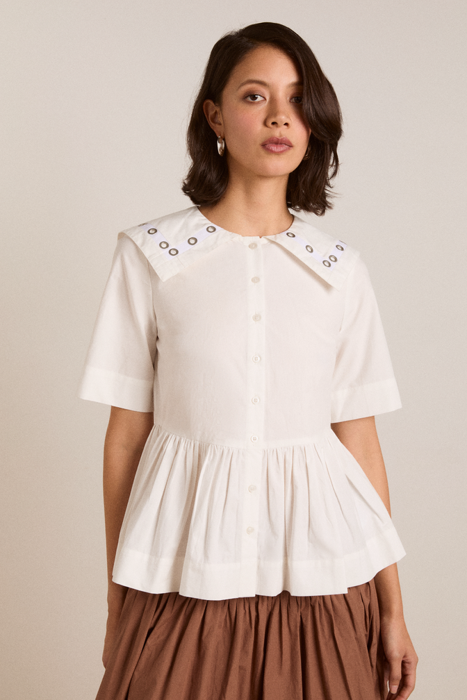 cyrus eyelet blouse - white