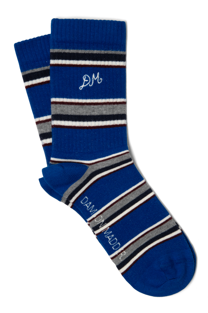 calf length socks - blue stripe