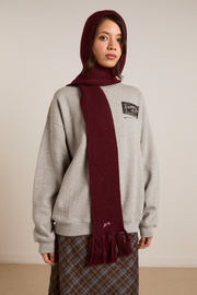 tassel hooded scarf in burg