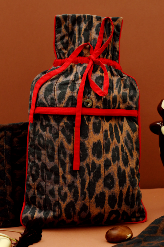 hot water bottle cover - dark leopard