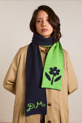 DM reversible jacquard scarf - lime & blue