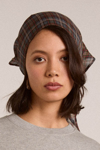 sheer head scarf multi check