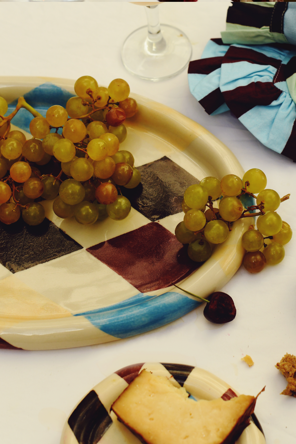 hand painted harlequin platter