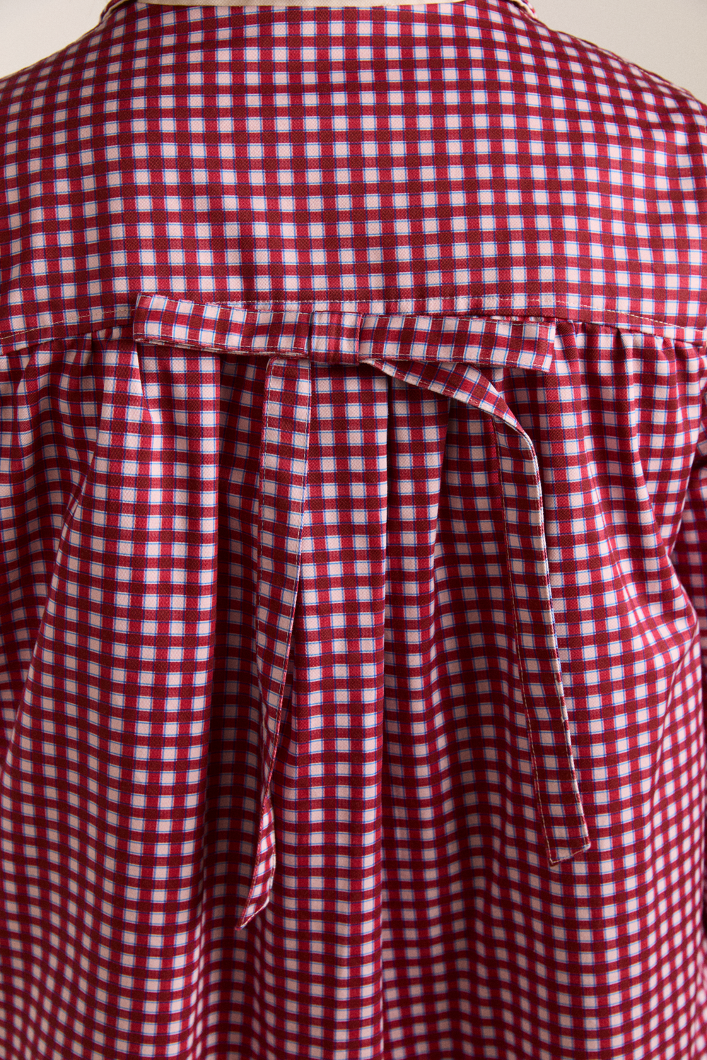 mercedes bow reversible trench - gingham & ecru