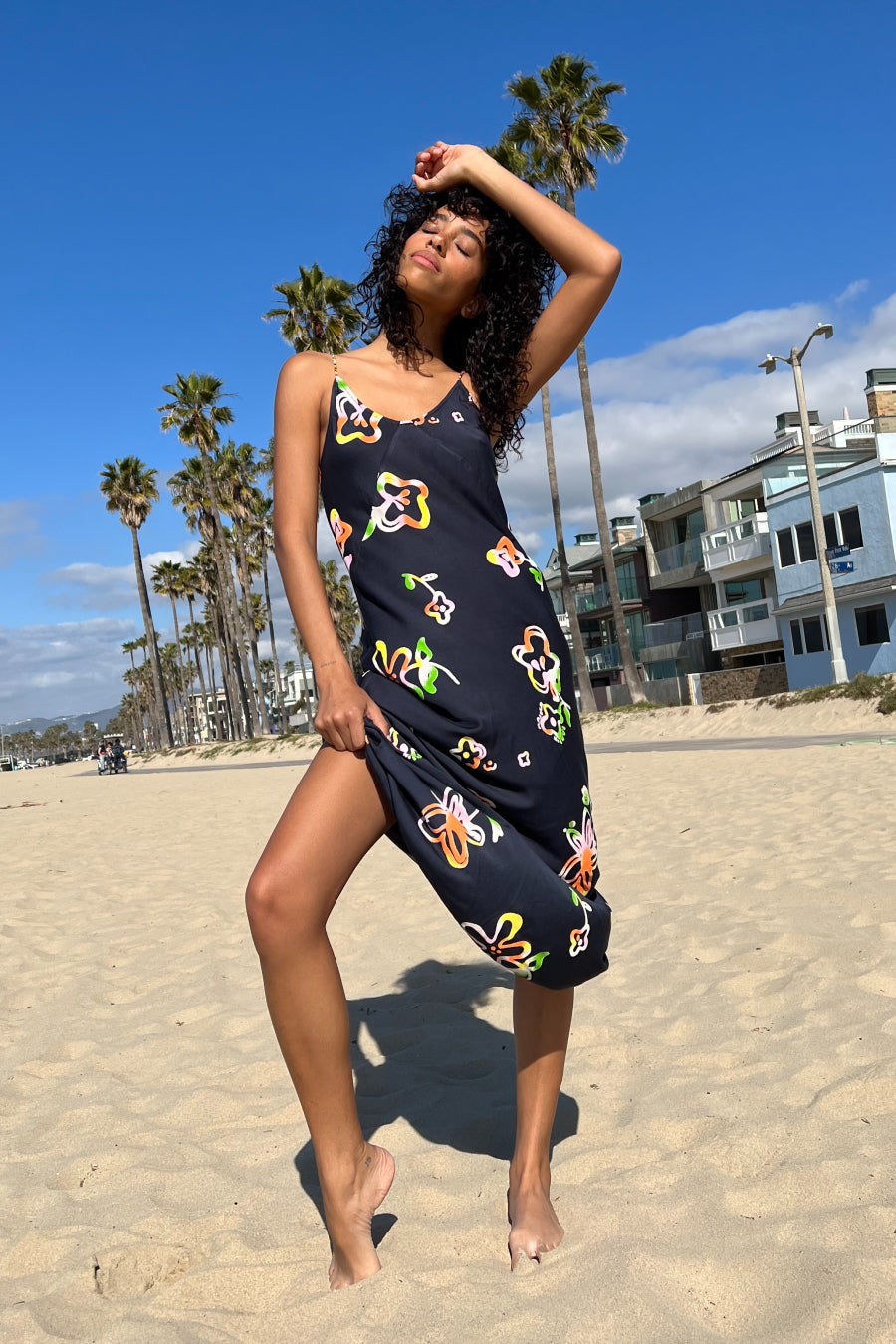 BEACH FLOWER SLIP DRESS