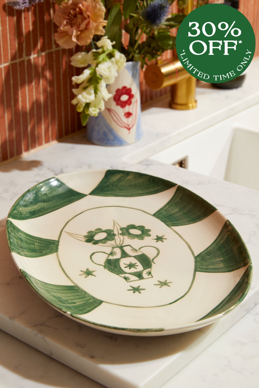 diamond vase motif platter