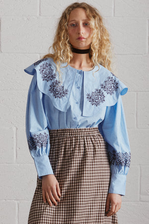 ROMEO EMBROIDERED BLOUSE BLUE