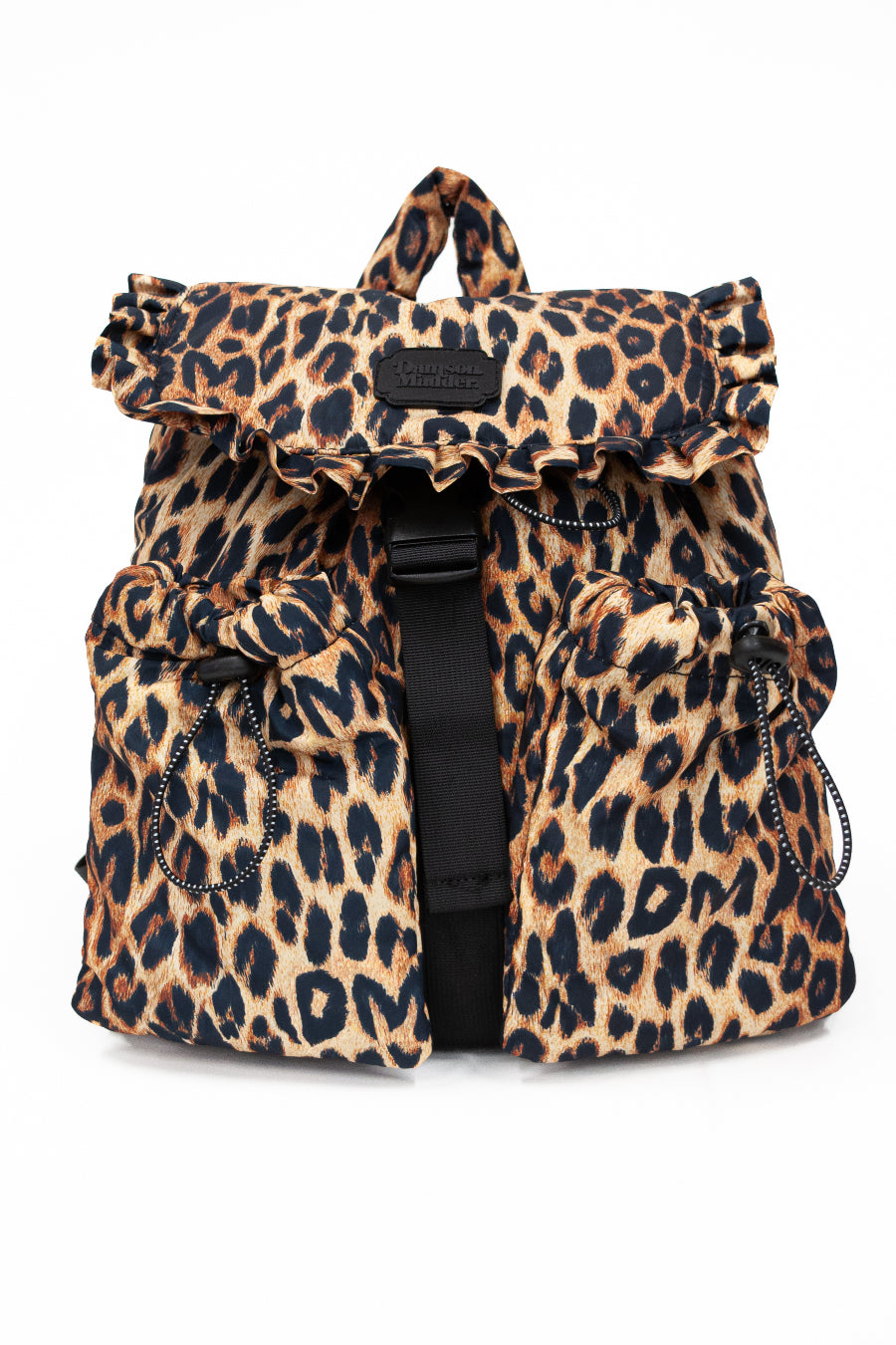 frill backpack in leopard