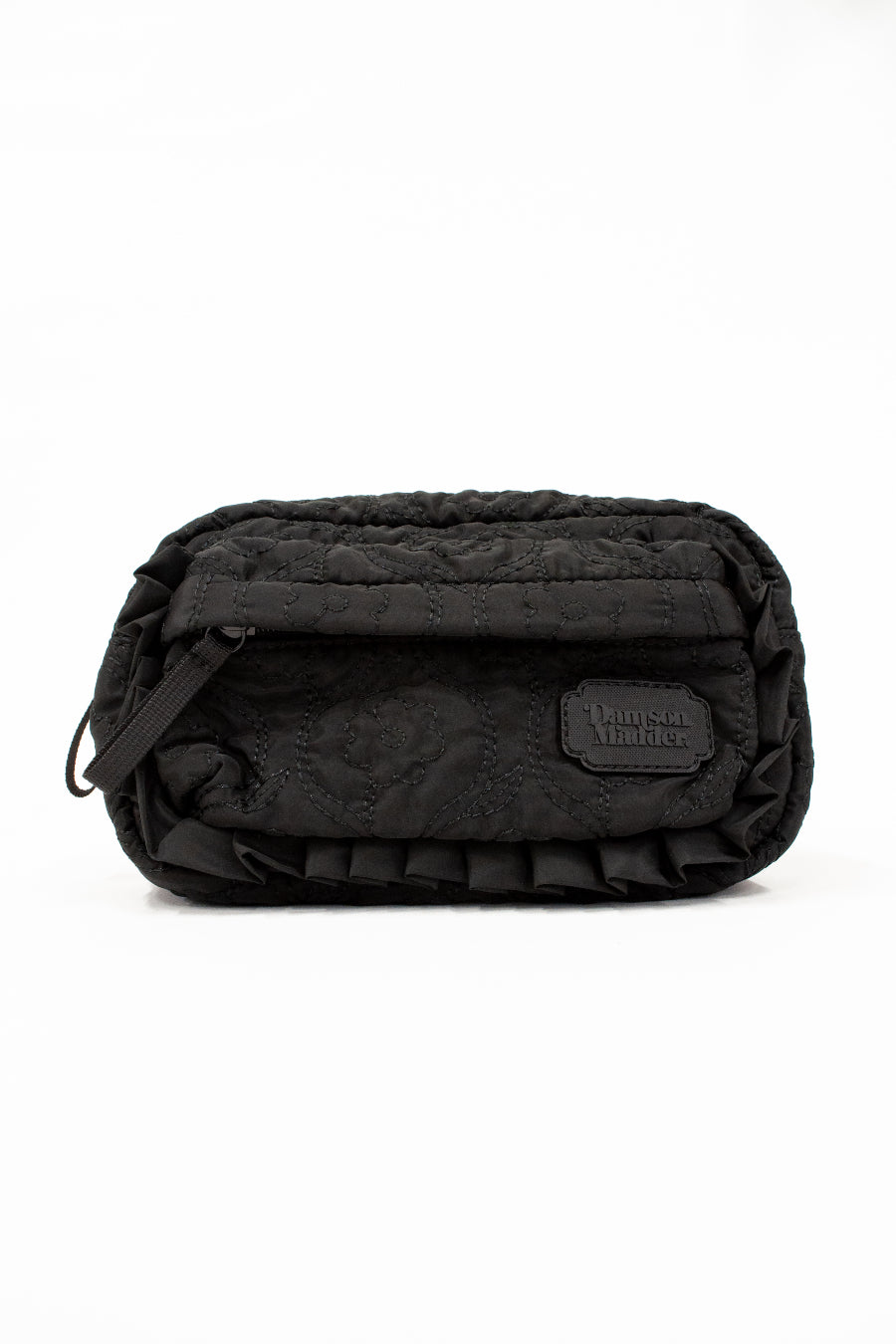 FRILL BUMBAG IN BLACK FLORAL STITCH