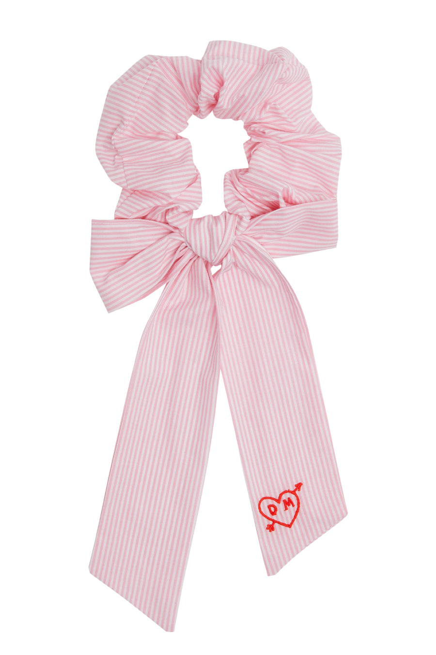pink stripe bow scrunchie