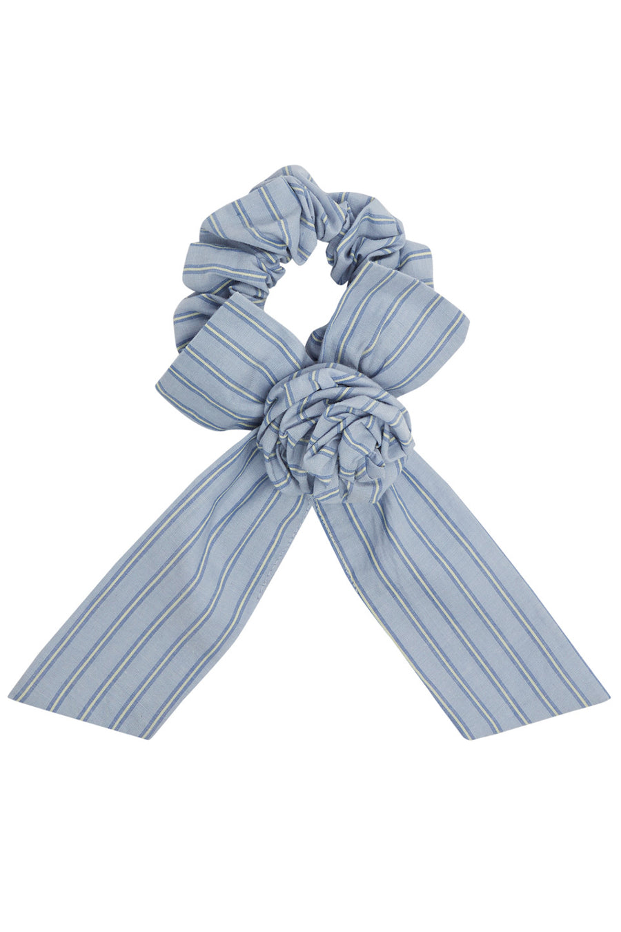 rosette bow scrunchie in blue stripe