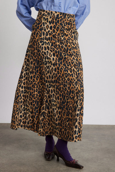 hyan midi skirt - leopard