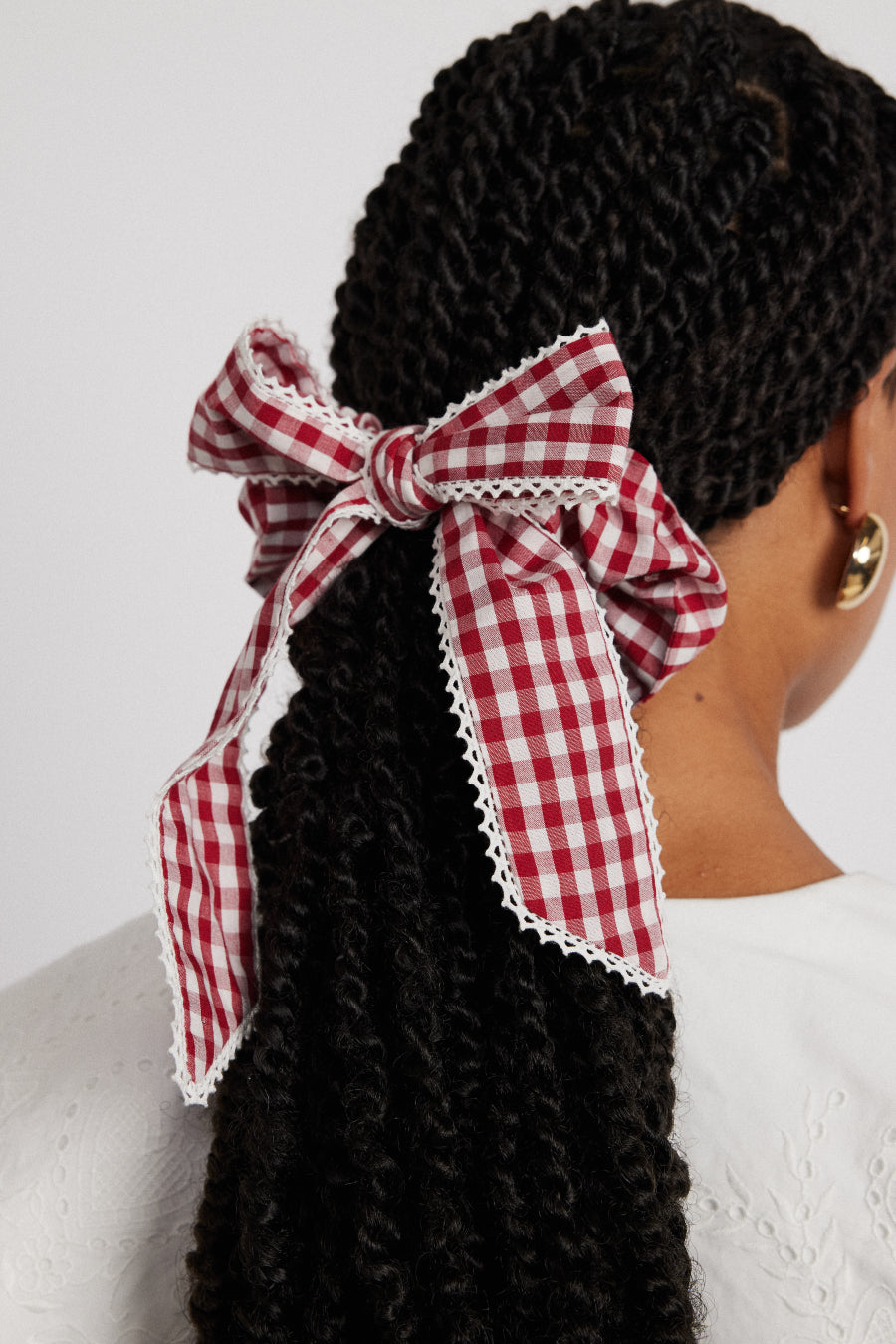 check bow scrunchie - red gingham