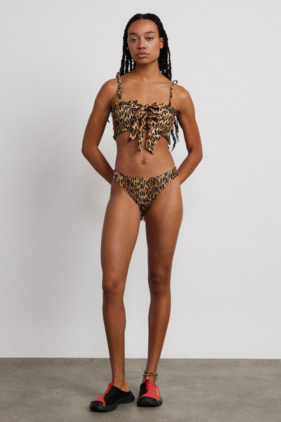 classic shirred bikini bottom - leopard